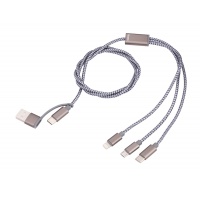 Kabel ładujący TROIKA Dreizack, 1m, 3w1, szary, Złącza i adaptery, Akcesoria komputerowe
