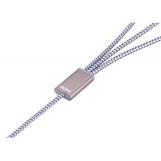 Kabel ładujący TROIKA Dreizack, 1m, 3w1, szary, Złącza i adaptery, Akcesoria komputerowe