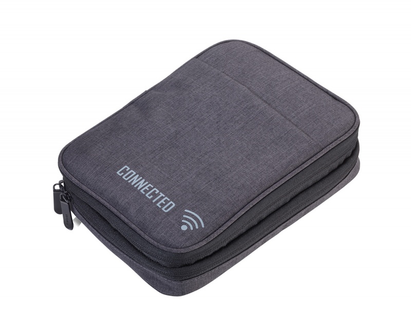 Etui na suwak TROIKA Connected, organizer, szare, Ekskluzywne, Gadżety