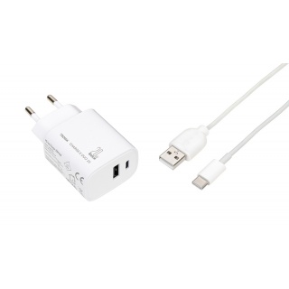 Ładowarka TROIKA Charge-X Duo 20, dwa porty USB-C+A, biała, Ekskluzywne, Gadżety