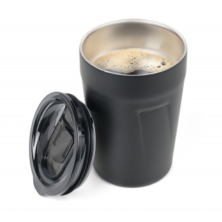Kubek termiczny TROIKA Cup-uccino, 300ml, stalowy, czarny, Ekskluzywne, Gadżety