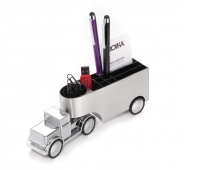 Przybornik na biurko TROIKA Office Trucker, ciężarówka, chromowany, szary