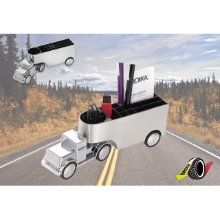 Przybornik na biurko TROIKA Office Trucker, ciężar&oacute;wka, chromowany, szary, Ekskluzywne, Gadżety