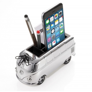 Przybornik na biurko TROIKA Forever T1, VW Camper, chromowany, szary, Ekskluzywne, Gadżety