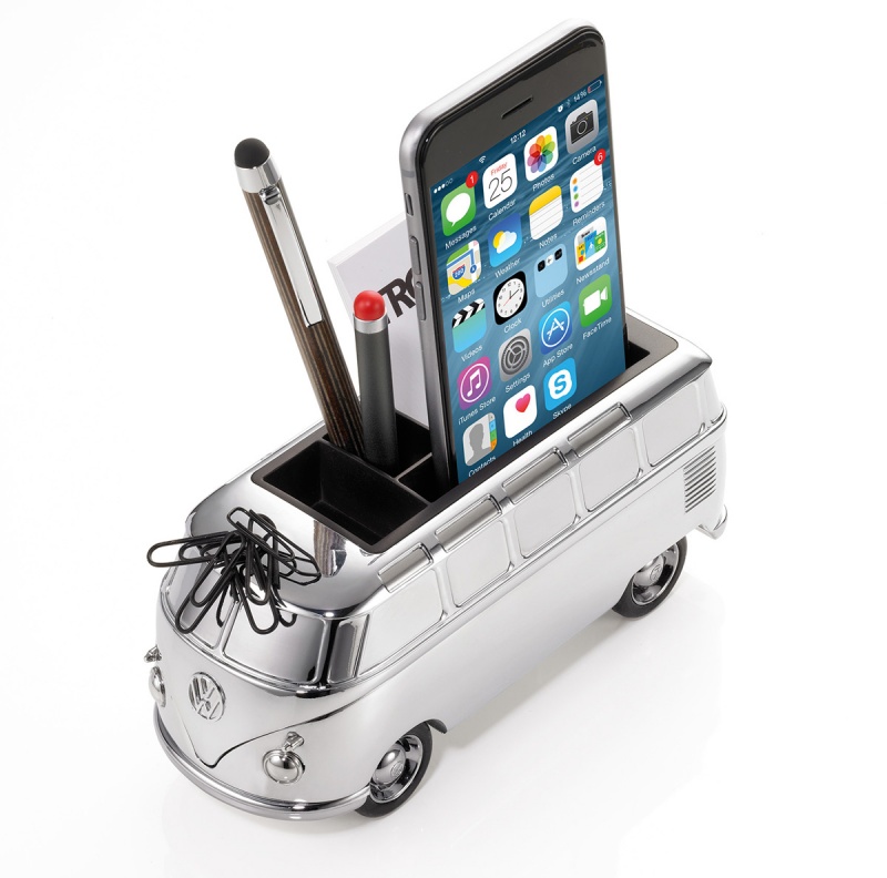 Przybornik na biurko TROIKA Forever T1, VW Camper, chromowany, szary, Ekskluzywne, Gadżety