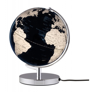 Globus TROIKA Terra Light, śr. 25cm, metalowa podstawa, czarno-srebrny, Globusy, Artykuły szkolne