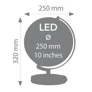 Globus TROIKA Terra Light, śr. 25cm, metalowa podstawa, czarno-srebrny, Globusy, Artykuły szkolne