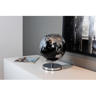 Globus TROIKA Terra Light, śr. 25cm, metalowa podstawa, czarno-srebrny, Globusy, Artykuły szkolne