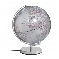 Illuminated globe TROIKA Stellar Light, dia. 30cm, metal base, silver