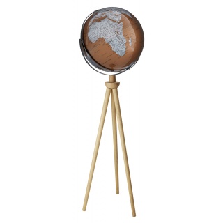 Globus TROIKA Sputnik, na stojaku, śr. 43cm, wys. 1,40m, brązowo-srebrny, Globusy, Artykuły szkolne