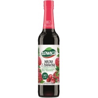 Syrop owocowy ŁOWICZ, malina z żurawiną, 400ml, krótki termin ważności, Syropy owocowe, Artykuły spożywcze