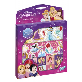 NAKLEJKI DISNEY PRINSESS 3ark.+ TŁO, Naklejki, Art. kreatywne