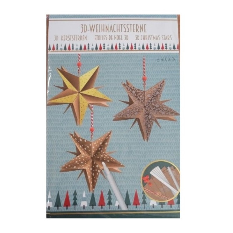 DEKORACJA PAPIEROWA 3D GWIAZDY, Boże Narodzenie, Art. świąteczne i okolicznościowe