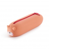 Tube pencil case MIQUELRIUS, soft touch silicone, single compartment 200×45×45mm, fox, orange
