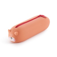 Tube pencil case MIQUELRIUS, soft touch silicone, single compartment 200×45×45mm, fox, orange