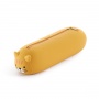 Tube pencil case MIQUELRIUS, soft touch silicone, single compartment 200×45×45mm, cat, yellow