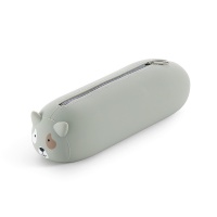 Tube pencil case MIQUELRIUS, soft touch silicone, single compartment 200×45×45mm, dog, grey