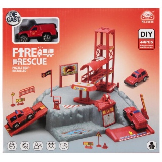 PARKING STRAŻ + AKCESORIA 9741, Kolejki, tory wyścigowe, parkingi, Zabawki