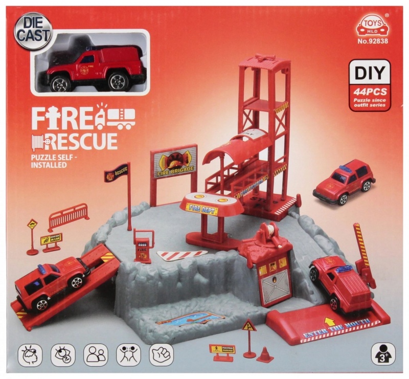 PARKING STRAŻ + AKCESORIA 9741, Kolejki, tory wyścigowe, parkingi, Zabawki