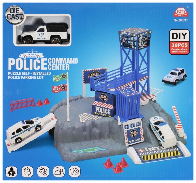 PARKING POLICJA + AKCESORIA 9727, Kolejki, tory wyścigowe, parkingi, Zabawki