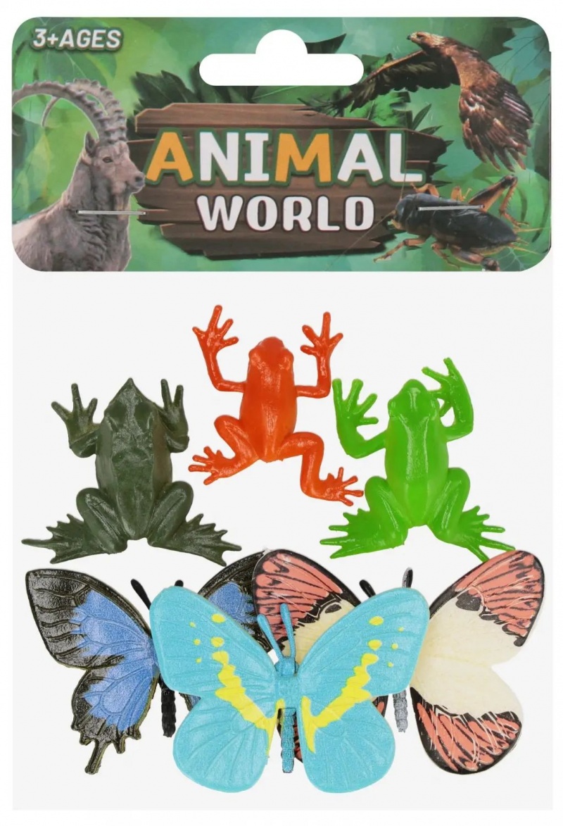 ZWIERZĘTA MOTYL/ŻABA 6SZT. 6689, Zwierzęta, Zabawki