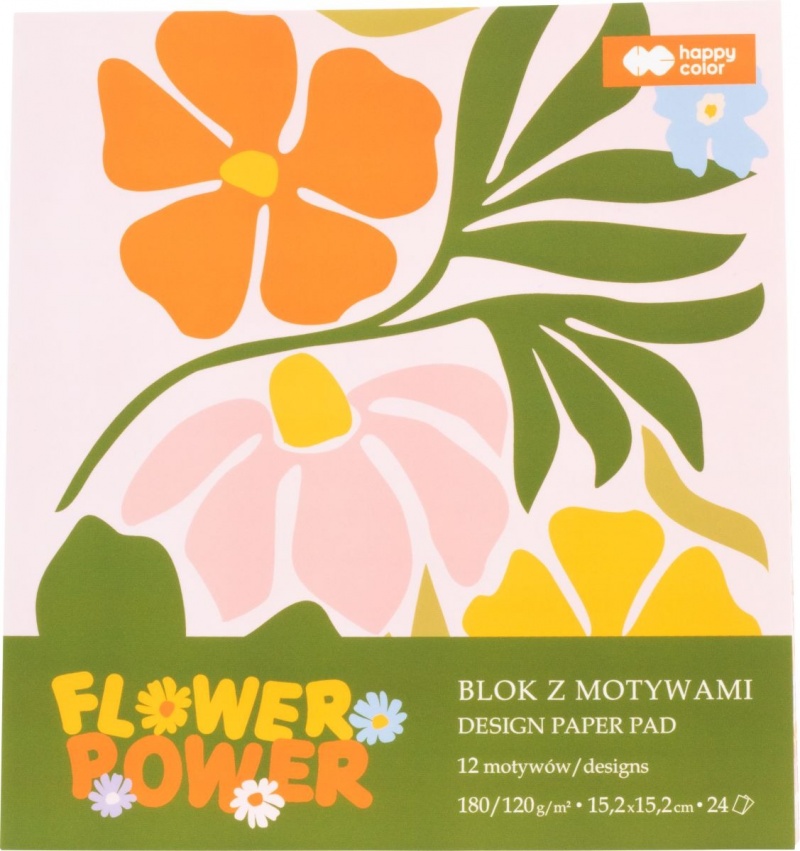 BLOK Z MOTYWAMI BLOOM 15x15cm.24ark.HAPPY COLOR, Bloki, Zeszyty i bloki
