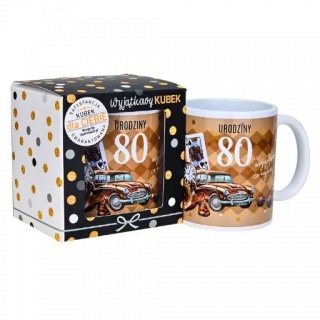 KUBEK OKOLICZNOŚCIOWY BRĄZOWE AUTO "80" UR14-80, Upominki, Art. dekoracyjne i prezentowe