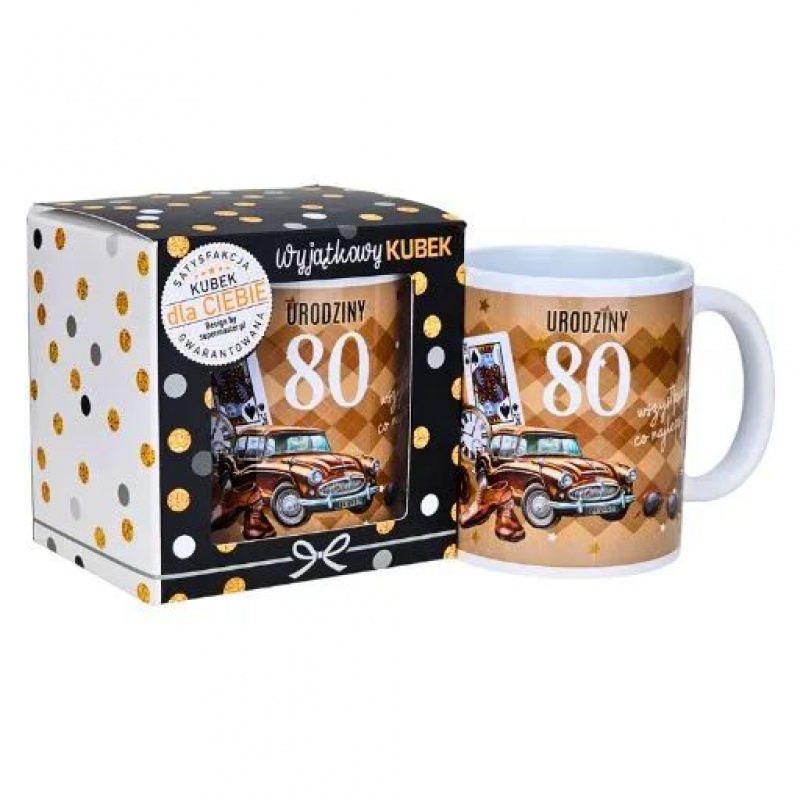 KUBEK OKOLICZNOŚCIOWY BRĄZOWE AUTO "80" UR14-80, Upominki, Art. dekoracyjne i prezentowe
