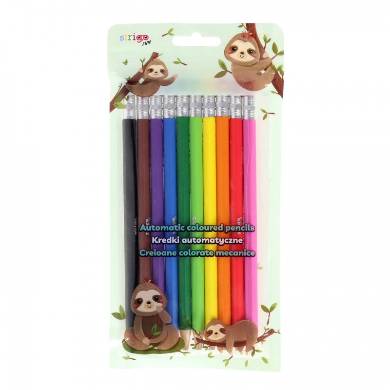 STRIGO KREDKI AUTOMAT.Z WYMIENNYM GRAFITEM 10-KOL., Kredki oł&oacute;wkowe, Plastyka