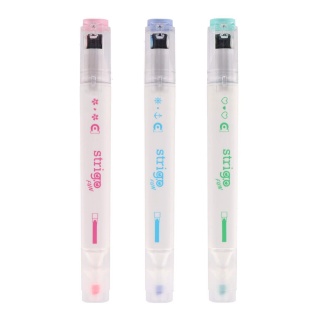 STRIGO ZAKREŚLACZE I STEMPELKI NA ROLCE 2W1 3szt., Zakreślacze, Art. do pisania i korygowania