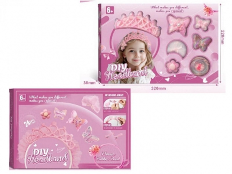 Zestaw do robienia opaski do włos&oacute;w 24 el r&oacute;żowy, Dla dziewczynki, Zabawki