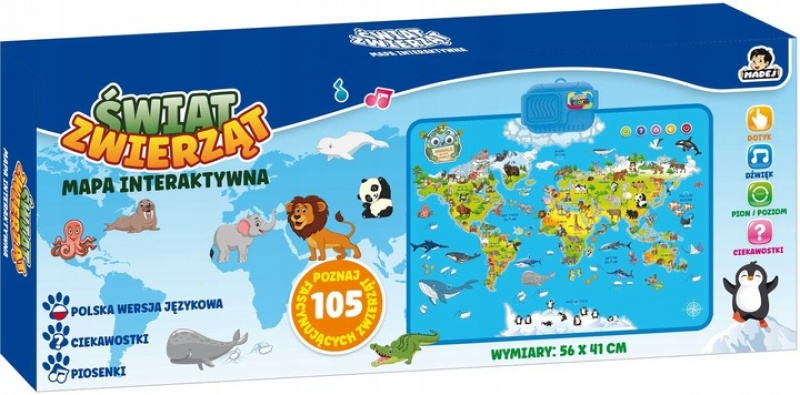 Interaktywna mapa zwierząt świata B/O, Edukacyjne, Zabawki