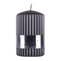 Ribbed pillar candle DONAU HOME Alva, 60x90mm, anthracite