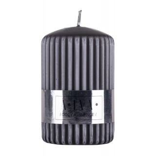 Świeca słupek ryflowana DONAU HOME Alva, 60x90mm, antracyt, Świece, Wyposażenie biura