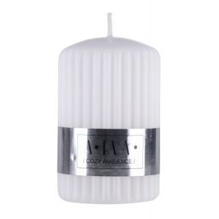 Świeca słupek ryflowana DONAU HOME Alva, 60x90mm, biały, Świece, Wyposażenie biura