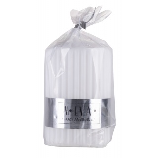 Świeca słupek ryflowana DONAU HOME Alva, 60x90mm, biały, Świece, Wyposażenie biura