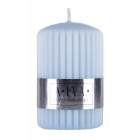 Ribbed pillar candle DONAU HOME Alva, 60x90mm, light blue