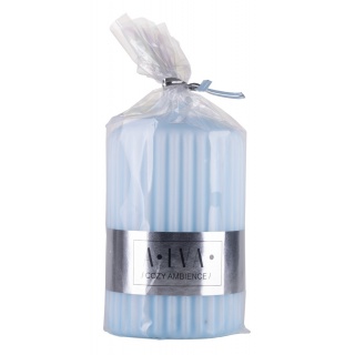 Świeca słupek ryflowana DONAU HOME Alva, 60x90mm, błękitny, Świece, Wyposażenie biura