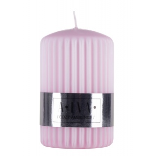 Świeca słupek ryflowana DONAU HOME Alva, 60x90mm, r&oacute;żowy, Świece, Wyposażenie biura