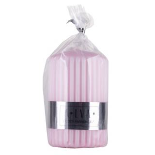 Świeca słupek ryflowana DONAU HOME Alva, 60x90mm, r&oacute;żowy, Świece, Wyposażenie biura