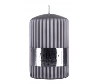 Ribbed pillar candle DONAU HOME Alva, 60x90mm, grey