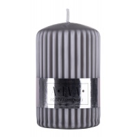 Ribbed pillar candle DONAU HOME Alva, 60x90mm, grey