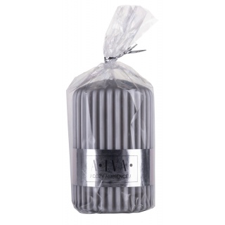 Świeca słupek ryflowana DONAU HOME Alva, 60x90mm, szary, Świece, Wyposażenie biura