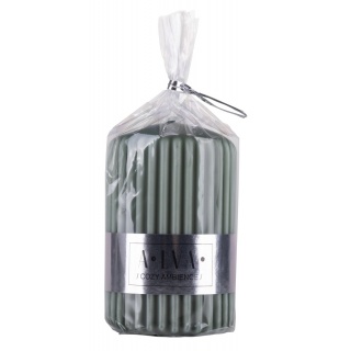 Świeca słupek ryflowana DONAU HOME Alva, 60x90mm, zielony, Świece, Wyposażenie biura
