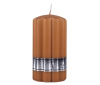 Ribbed pillar candle DONAU HOME Wave, 70x130mm, caramel