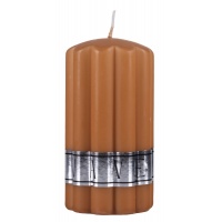Ribbed pillar candle DONAU HOME Wave, 70x130mm, caramel