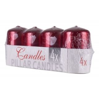 Świeca słupek DONAU HOME Adwent Lakier, 50x80mm, 4 szt., czerwony połysk, Świece, Wyposażenie biura