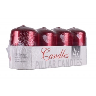 Świeca słupek DONAU HOME Adwent Lakier, 50x80mm, 4 szt., czerwony połysk, Świece, Wyposażenie biura