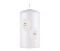 Pillar candle DONAU HOME Dandelions, 70x130mm, white