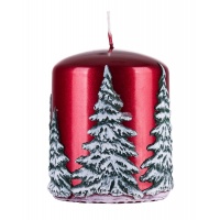 Pillar candle DONAU HOME Frozen Dreams, 70x90mm, red